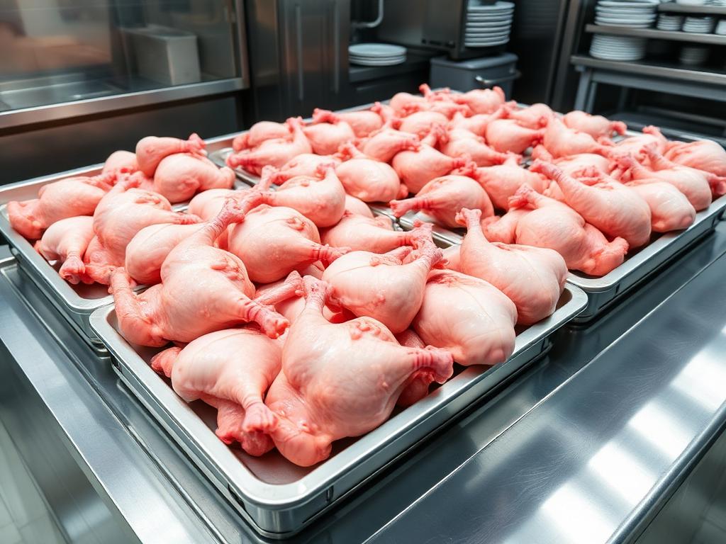 Fresh chicken bulk supply in a clean commercial kitchen